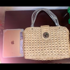 Kate Spade wicker and silver leather bag